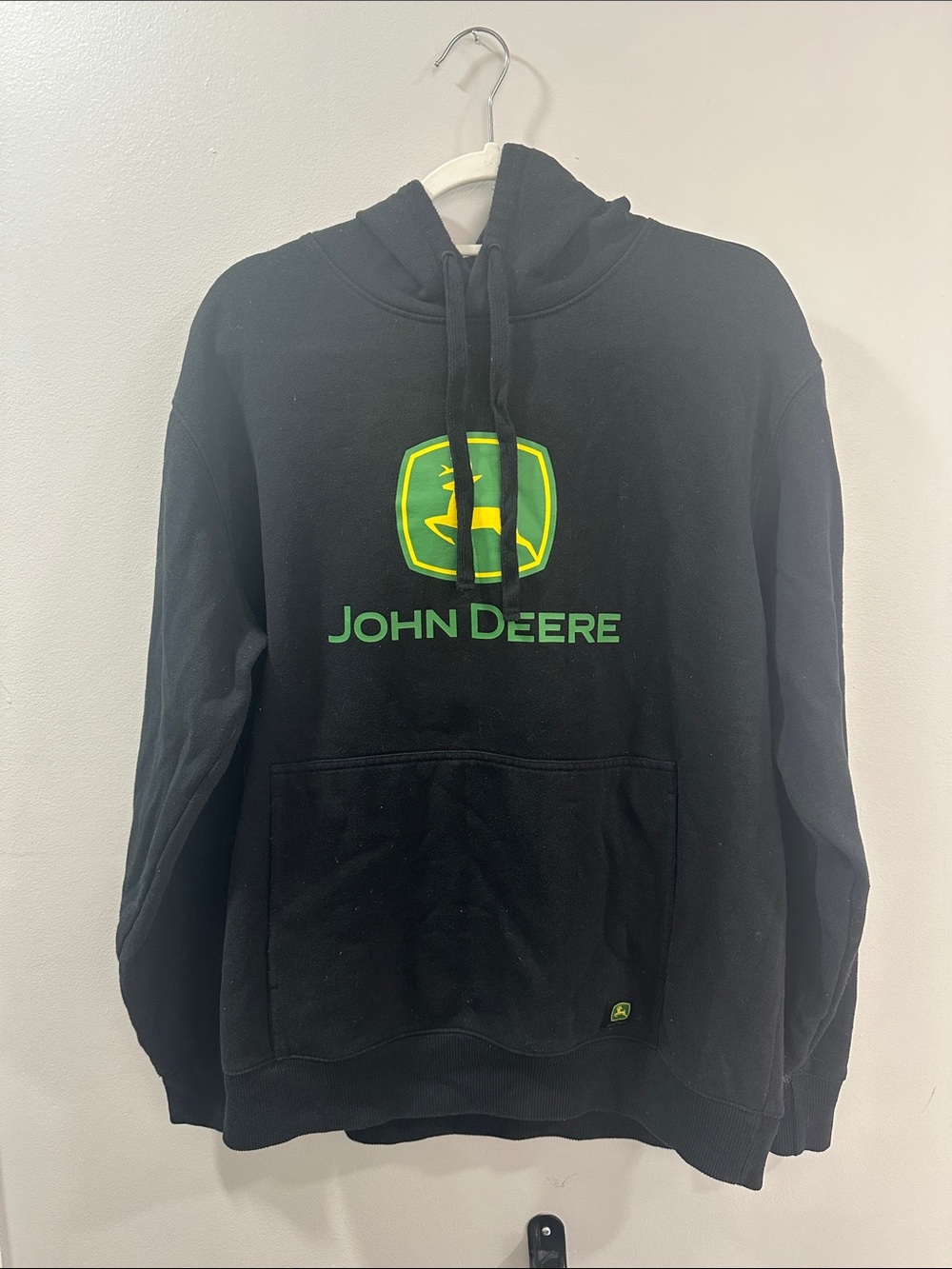 John Deere Black Hoodie with Green and Yellow Logo